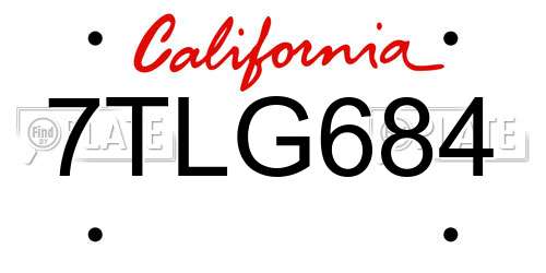 7TLG684 California License Plate