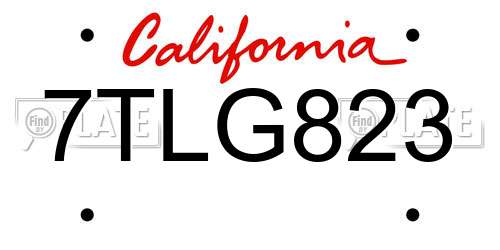 7TLG823 California License Plate