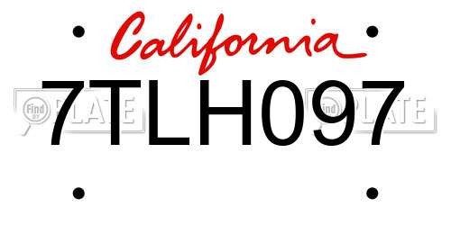 7TLH097 California License Plate