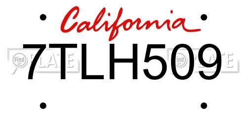 7TLH509 California License Plate