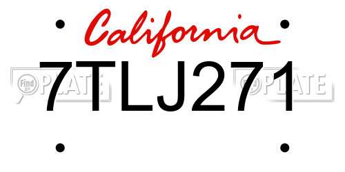 7TLJ271 California License Plate