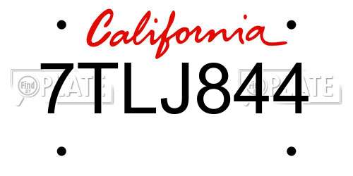 7TLJ844 California License Plate