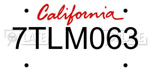 7TLM063 California License Plate