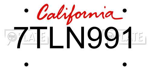 7TLN991 California License Plate