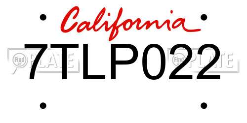 7TLP022 California License Plate