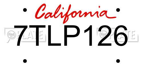 7TLP126 California License Plate