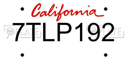 7TLP192 California License Plate