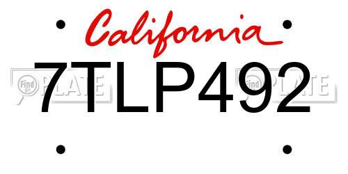 7TLP492 California License Plate