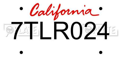 7TLR024 California License Plate