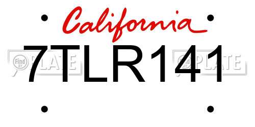 7TLR141 California License Plate