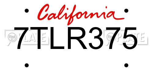 7TLR375 California License Plate