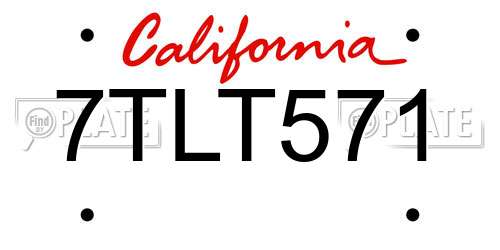 7TLT571 California License Plate