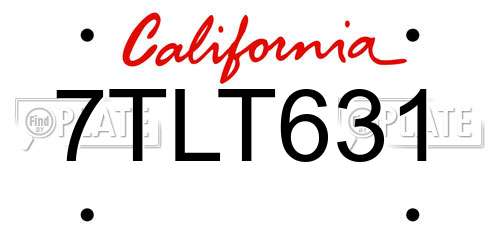 7TLT631 California License Plate
