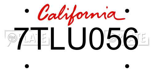 7TLU056 California License Plate