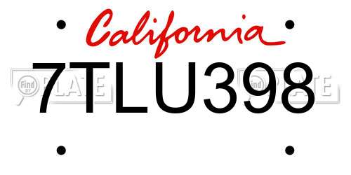 7TLU398 California License Plate