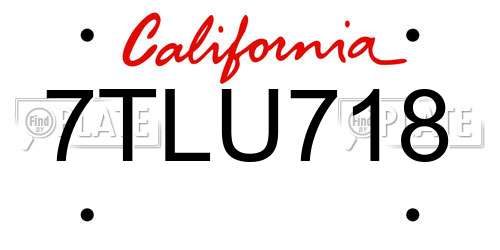 7TLU718 California License Plate