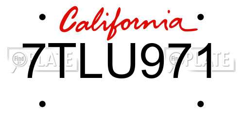 7TLU971 California License Plate