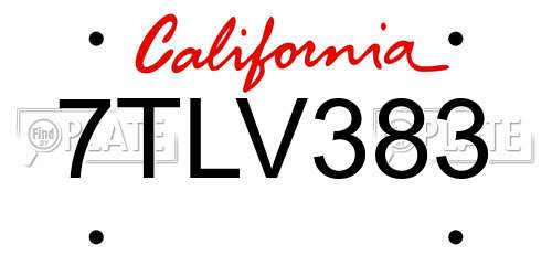 7TLV383 California License Plate