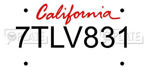7TLV831 California License Plate