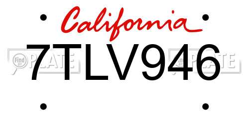 7TLV946 California License Plate