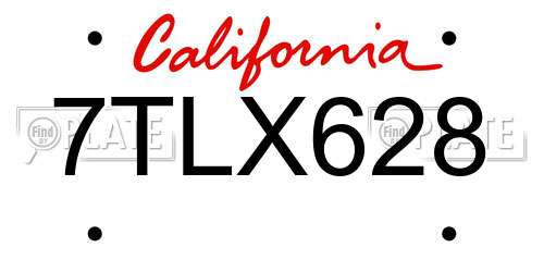 7TLX628 California License Plate