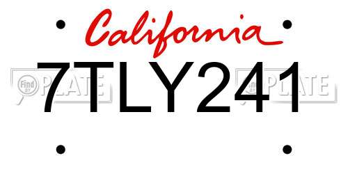 7TLY241 California License Plate