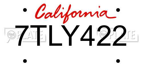 7TLY422 California License Plate