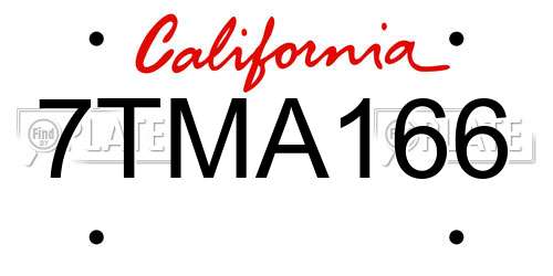 7TMA166 California License Plate