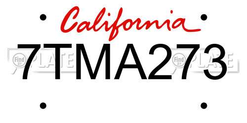 7TMA273 California License Plate