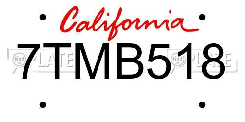 7TMB518 California License Plate