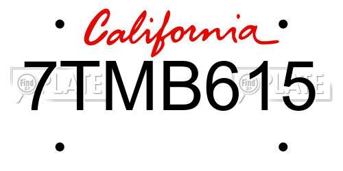 7TMB615 California License Plate