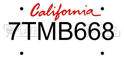 7TMB668 California License Plate