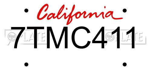 7TMC411 California License Plate