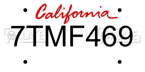 7TMF469 California License Plate