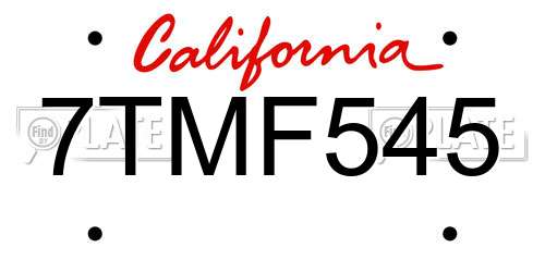 7TMF545 California License Plate