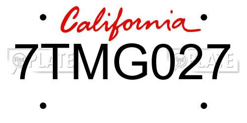7TMG027 California License Plate