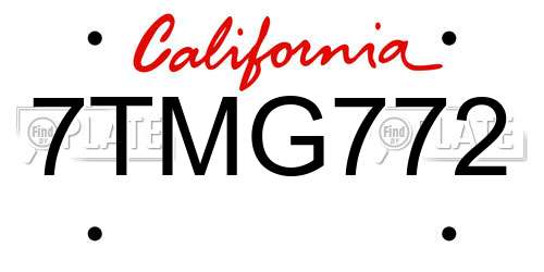 7TMG772 California License Plate