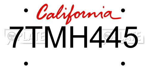 7TMH445 California License Plate