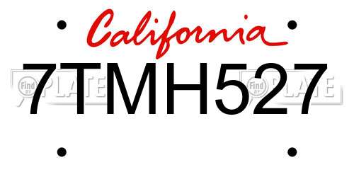 7TMH527 California License Plate