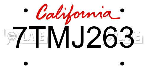 7TMJ263 California License Plate