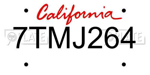 7TMJ264 California License Plate