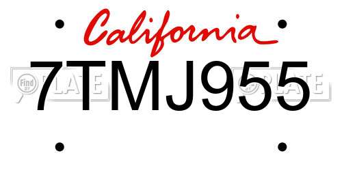 7TMJ955 California License Plate
