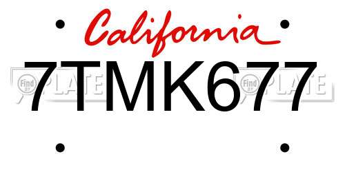 7TMK677 California License Plate