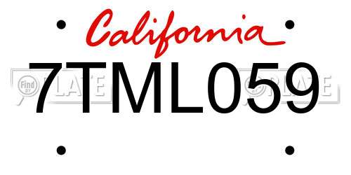 7TML059 California License Plate