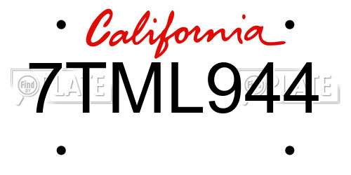 7TML944 California License Plate