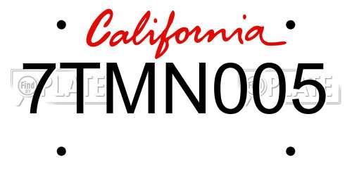 7TMN005 California License Plate