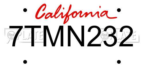 7TMN232 California License Plate