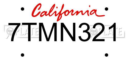 7TMN321 California License Plate