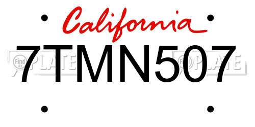 7TMN507 California License Plate