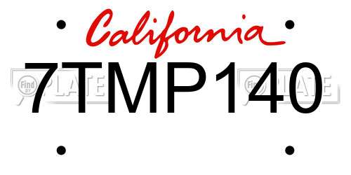 7TMP140 California License Plate